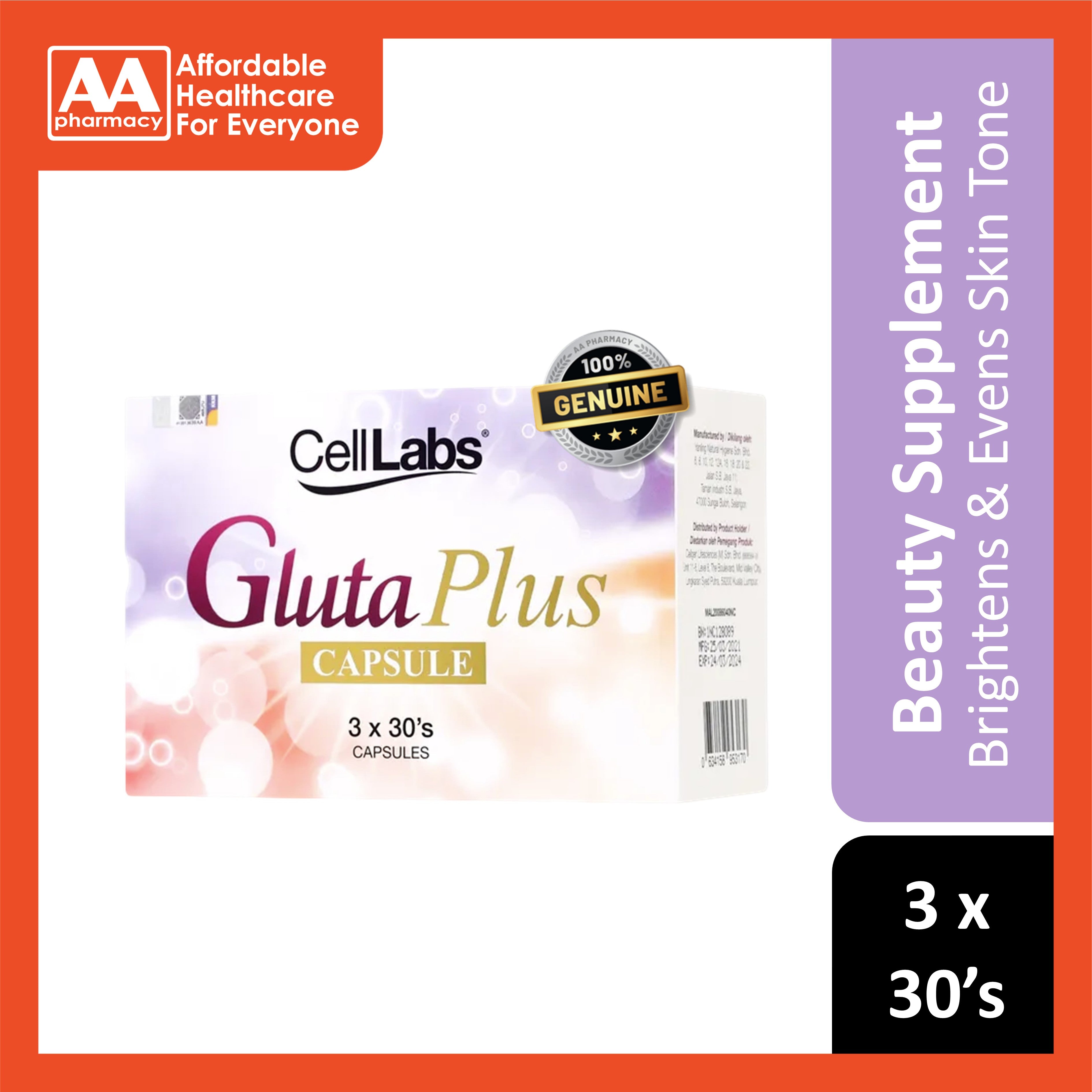 CellLabs Gluta Plus Capsule 3x30's – AA Pharmacy