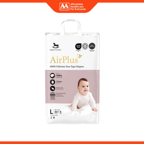 Applecrumby AirPlus Baby Tape Diapers Size L 44's+4's (For 9-13kg)