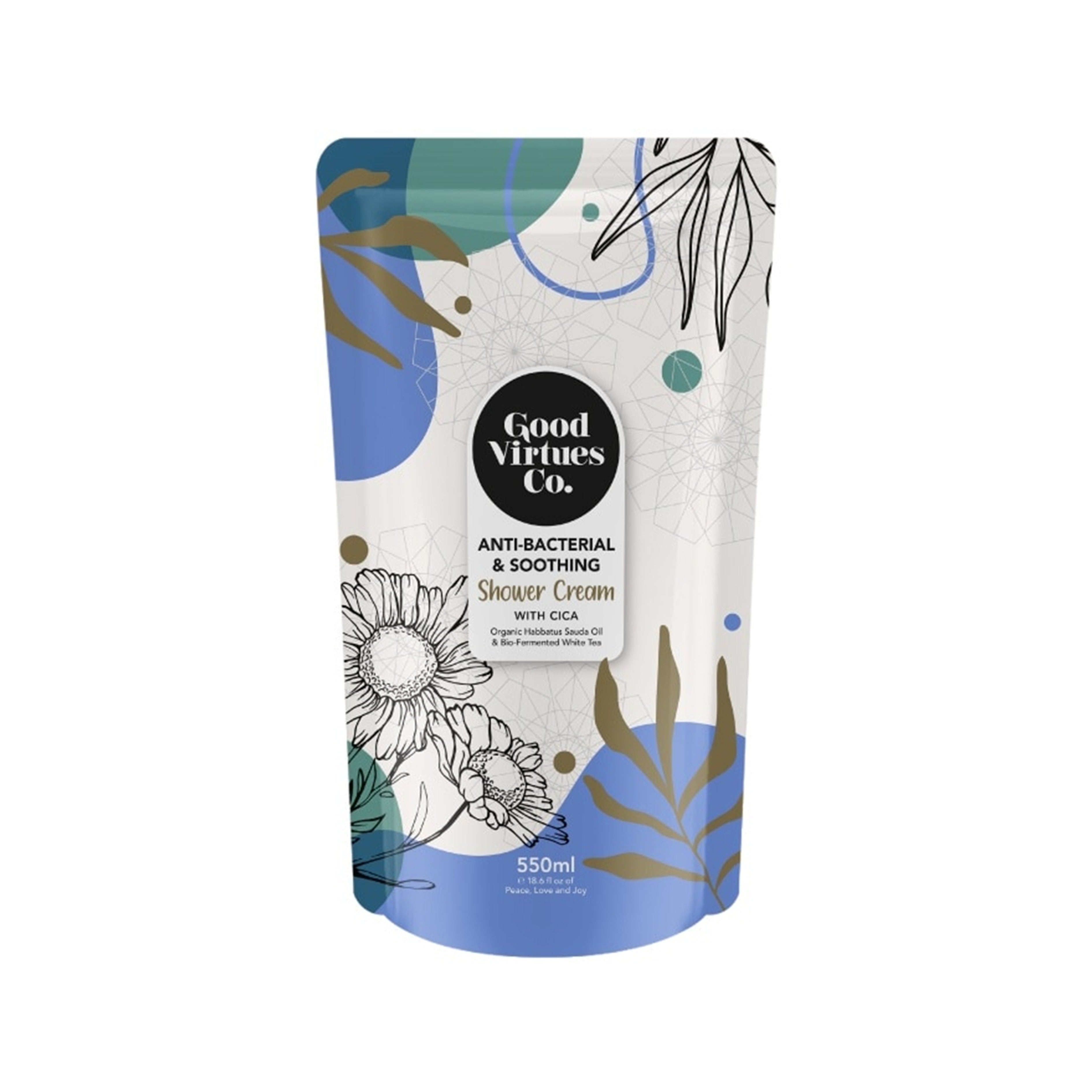 Good Virtues Co. Anti-Bacterial and Soothing Shower Cream (With Cica) 550mL (Refill Pack)