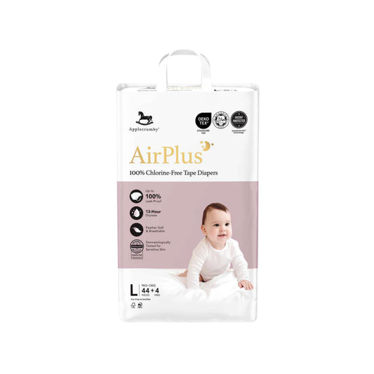 Applecrumby AirPlus Baby Tape Diapers Size L 44's+4's (For 9-13kg)