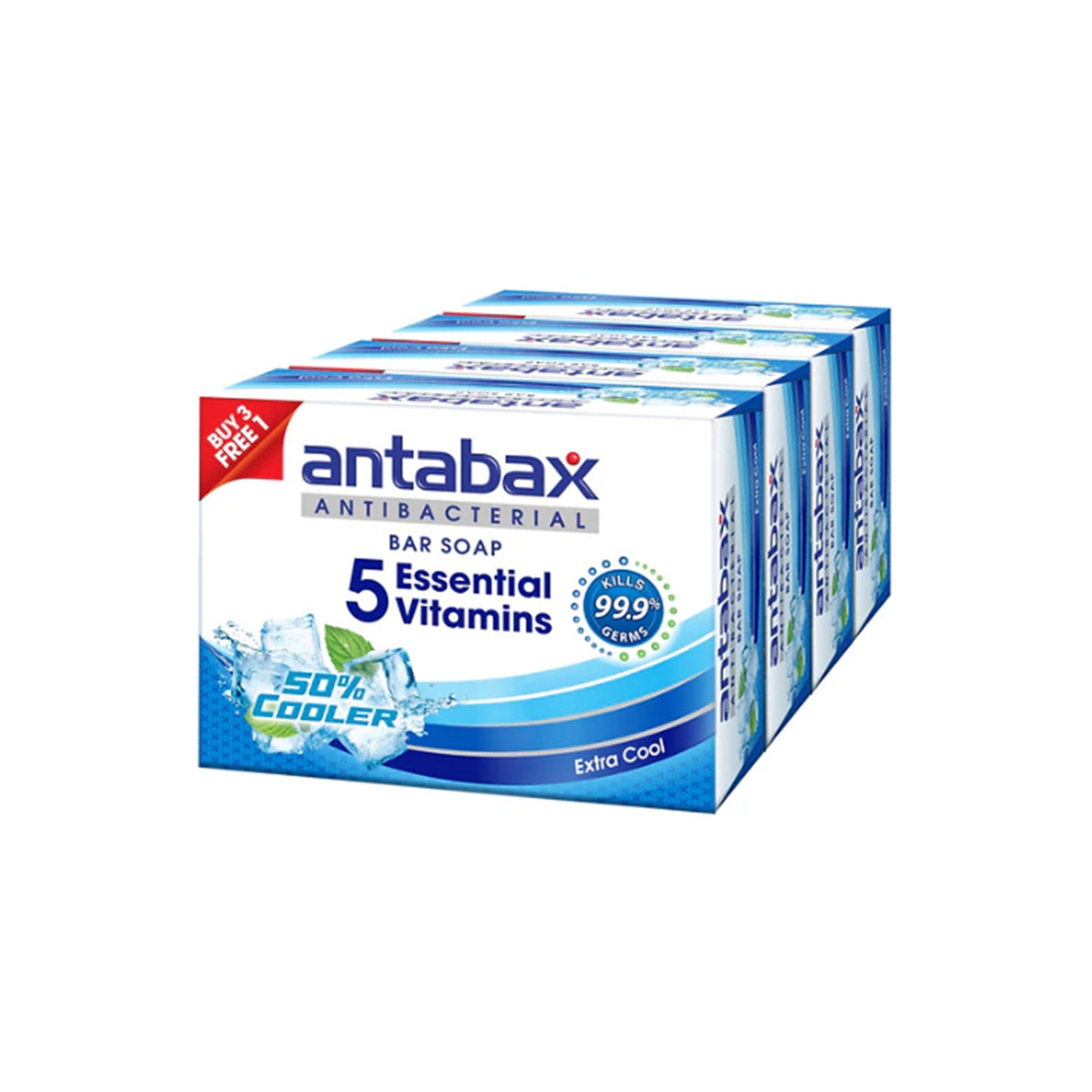 Antabax Antibacterial Bar Soap (Extra Cool) 75gx4's [Value Pack]