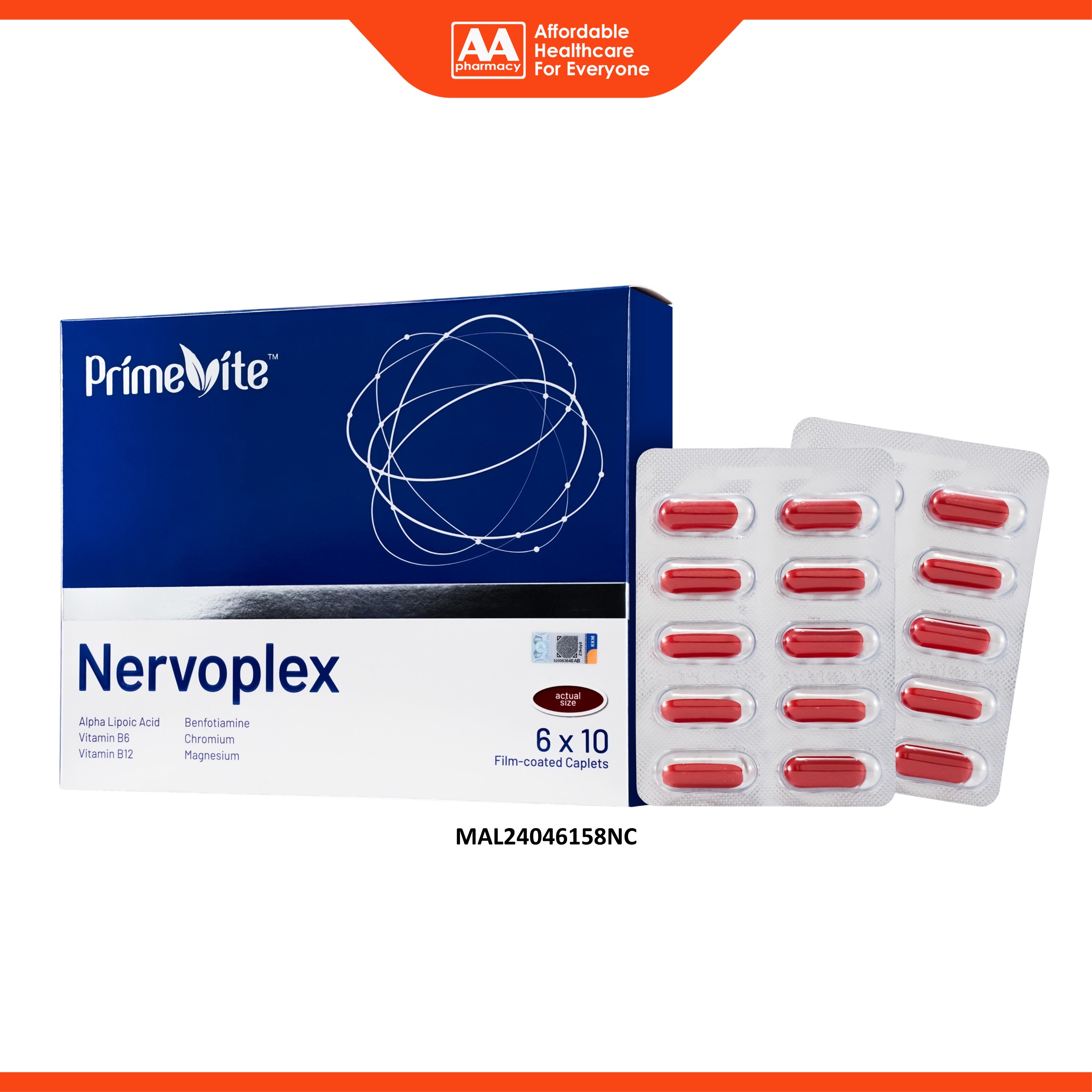 PrimeVite Nervoplex Film-Coated Caplet 6x10's