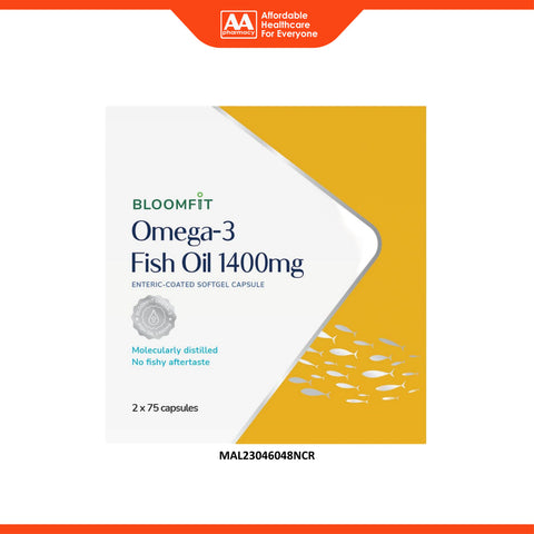 Bloomfit Omega-3 Fish Oil 1400mg Enteric-Coated Softgel Capsule 2x75's
