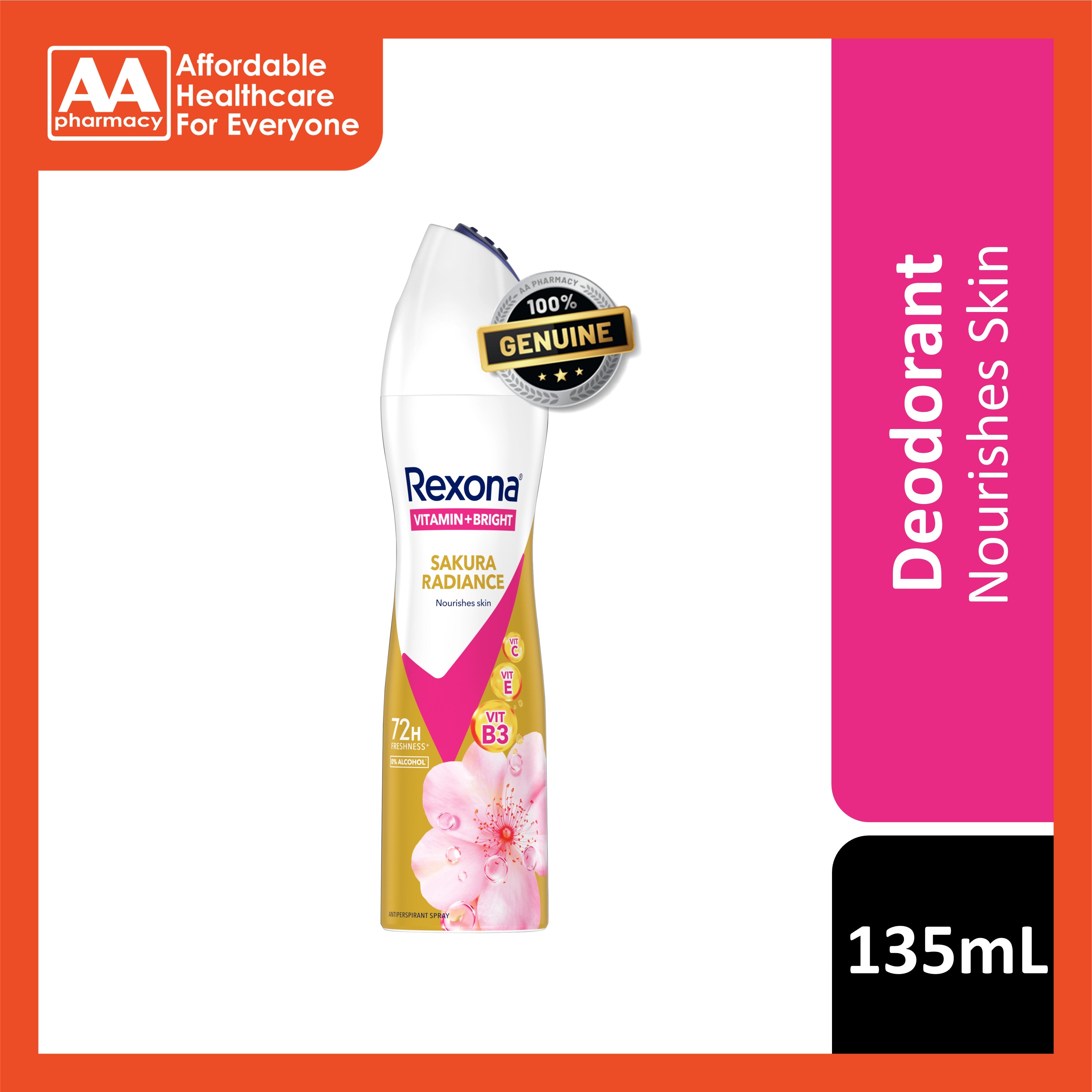 Rexona Vitamin + Bright Antiperspirant Spray (Sakura Radiance) 135mL