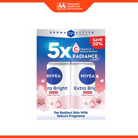 Nivea Female Extra Bright (Sakura) Deep Serum Anti-Perspirant Roll On 50mLx2's [Twinpack]