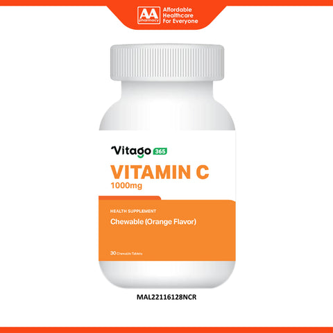 Vitago365 Vitamin C 1000mg Chewable Tablet 30's (Orange Flavour)