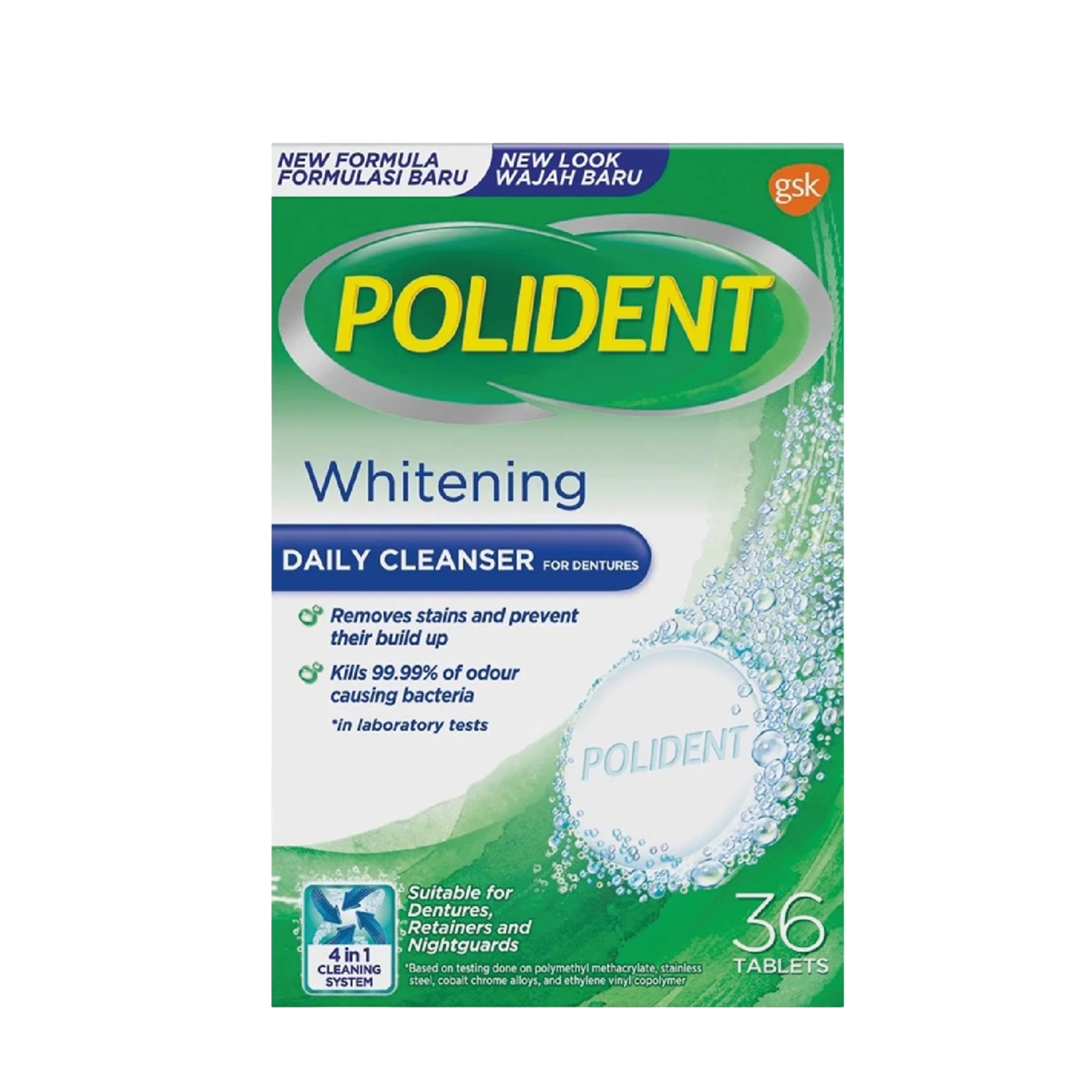 Polident Whitening Daily Cleanser for Dentures 36's
