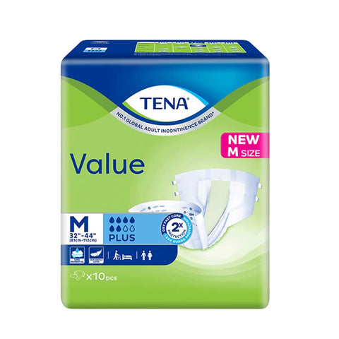 Tena Value Adult Diapers Size M 10's (32"-44")