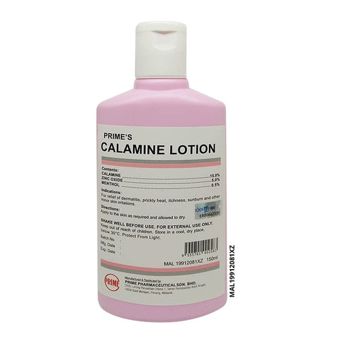 Prime's Calamine Lotion 150ml - For Relief of Itchiness and Minor Skin Irritations