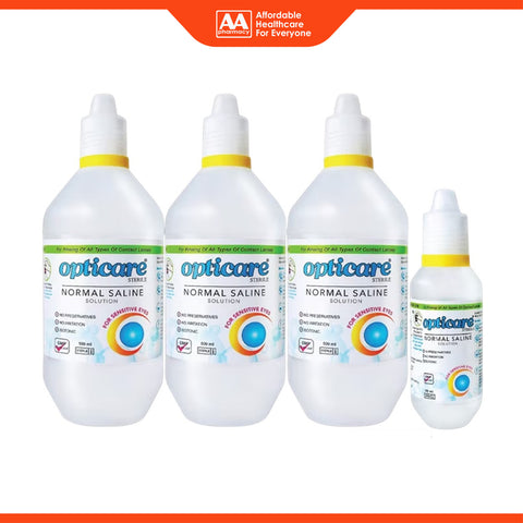Opticare Sterile Normal Saline Solution 500mLx3's + 120mL