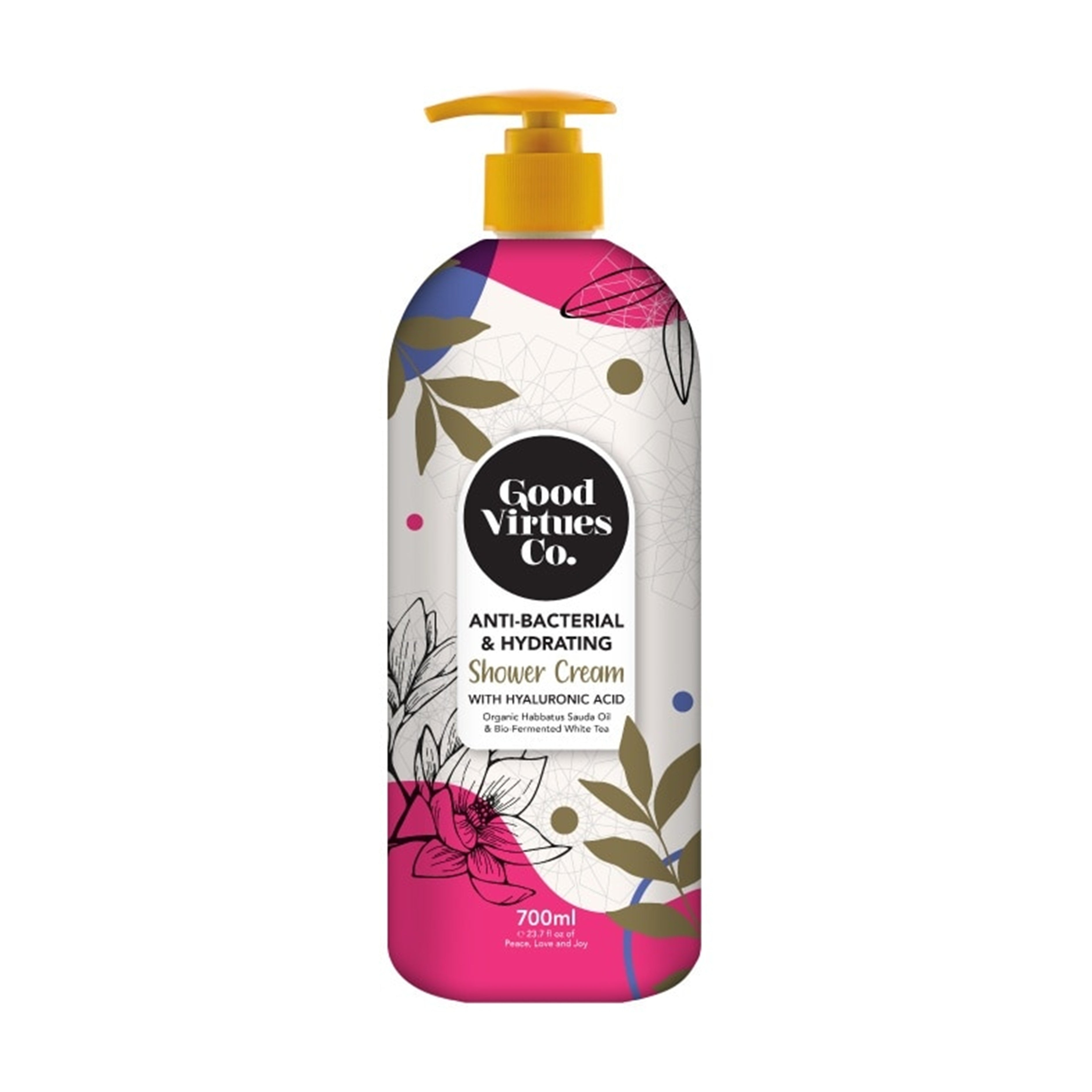 Good Virtues Co. Shower Cream - Anti-Bacterial and Hydrating with Hyaluronic Acid (700ml)