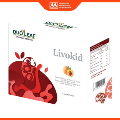 Duoleaf Livokid (Botanical Beverage Mix Peach Fruit Powder with Milk Thistle Extract) Sachet 28's