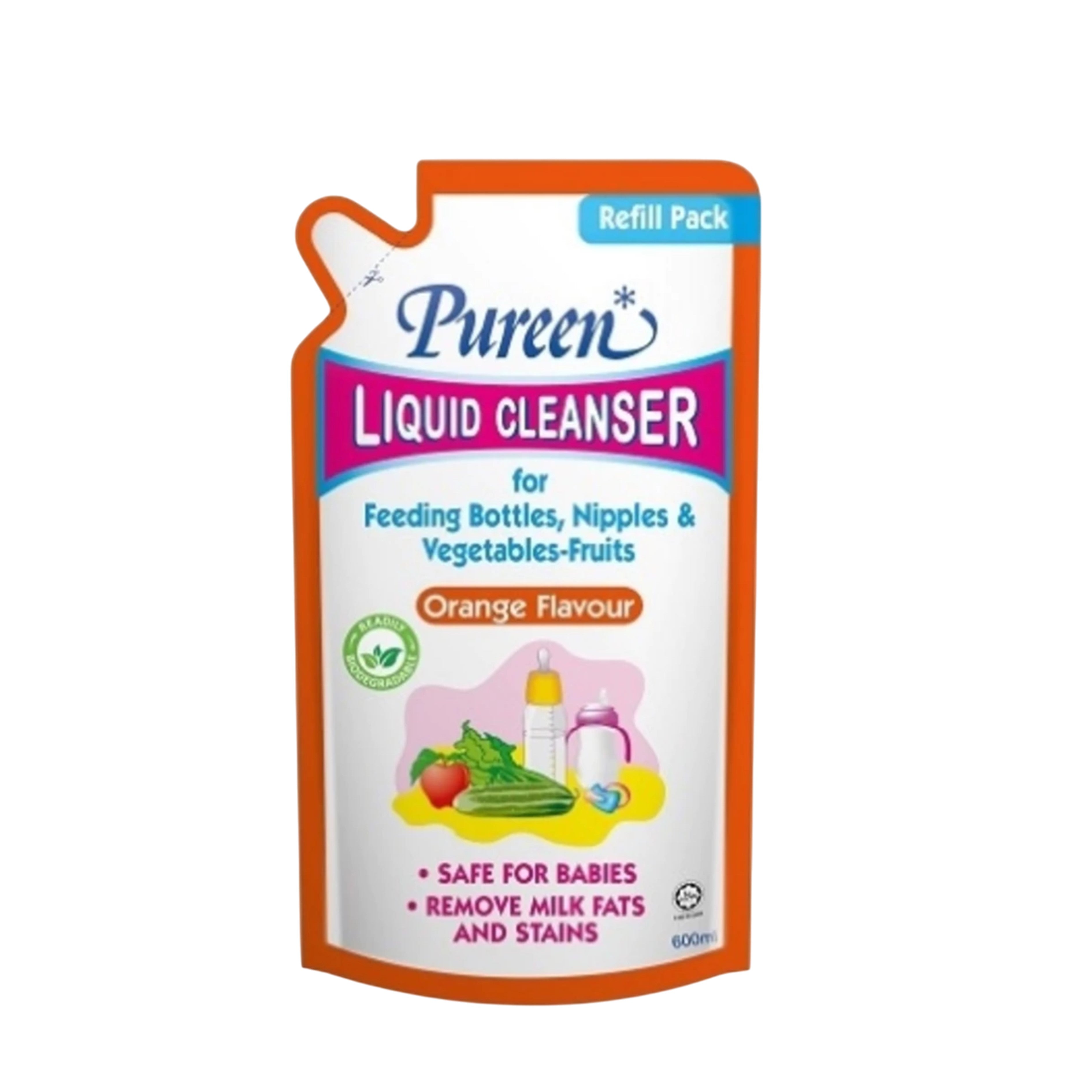 Pureen Liquid Cleanser Refill Pack 600mL - Orange Flavour