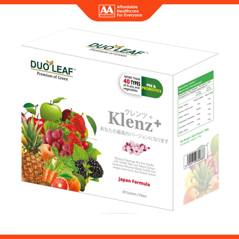 Duoleaf Klenz+ (Botanical Beverage Mix Kiwi Powder with Soluble Fiber and Sakura Extract) Sachet 10gx20's