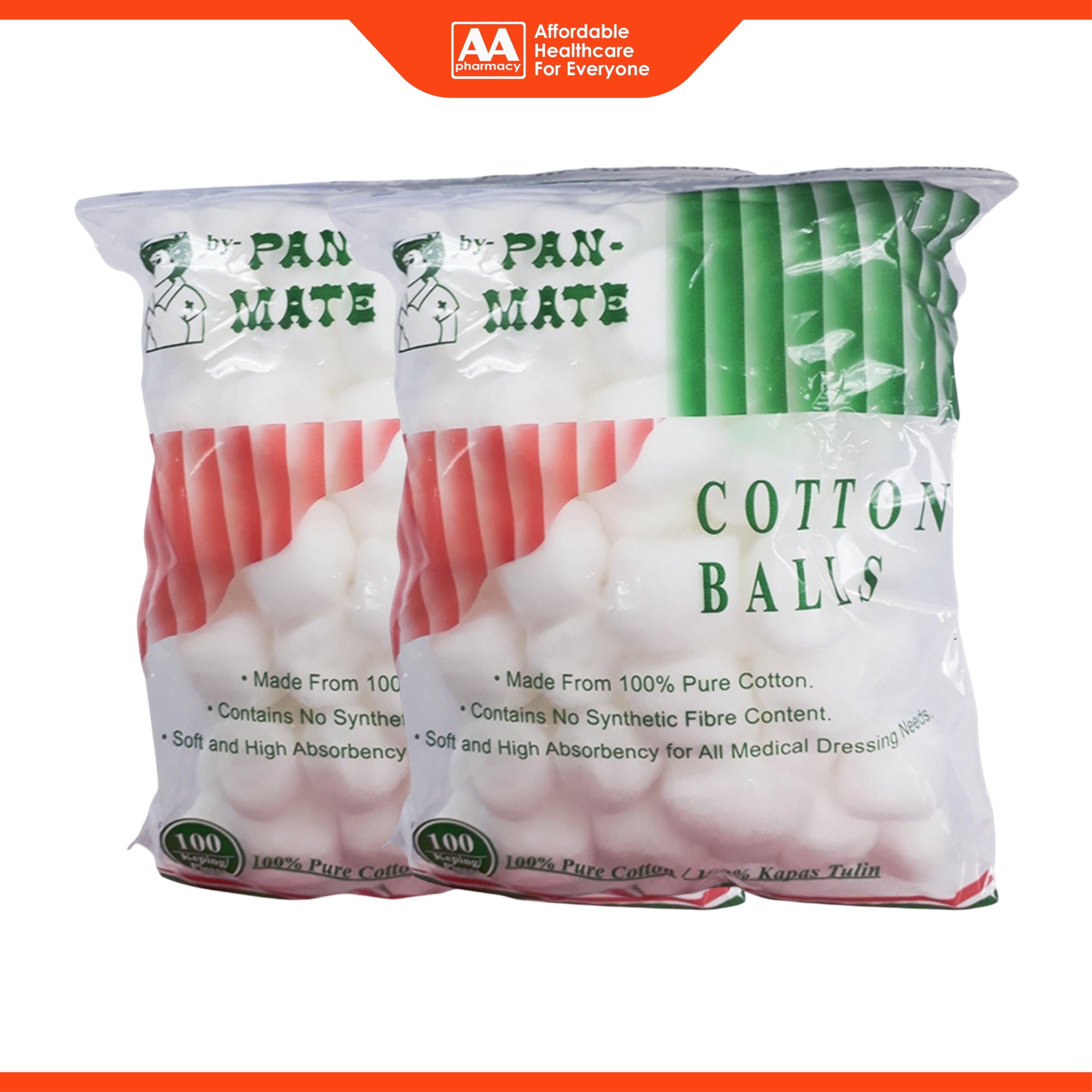 Pan-Mate Cotton Balls 2x100's [Twinpack]