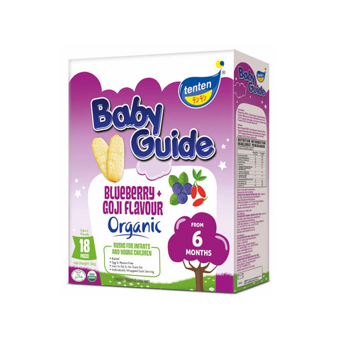 Tenten Baby Guide Organic Rice Rusks (Blueberry & Goji) 36g 9x2's - For 6 Months+