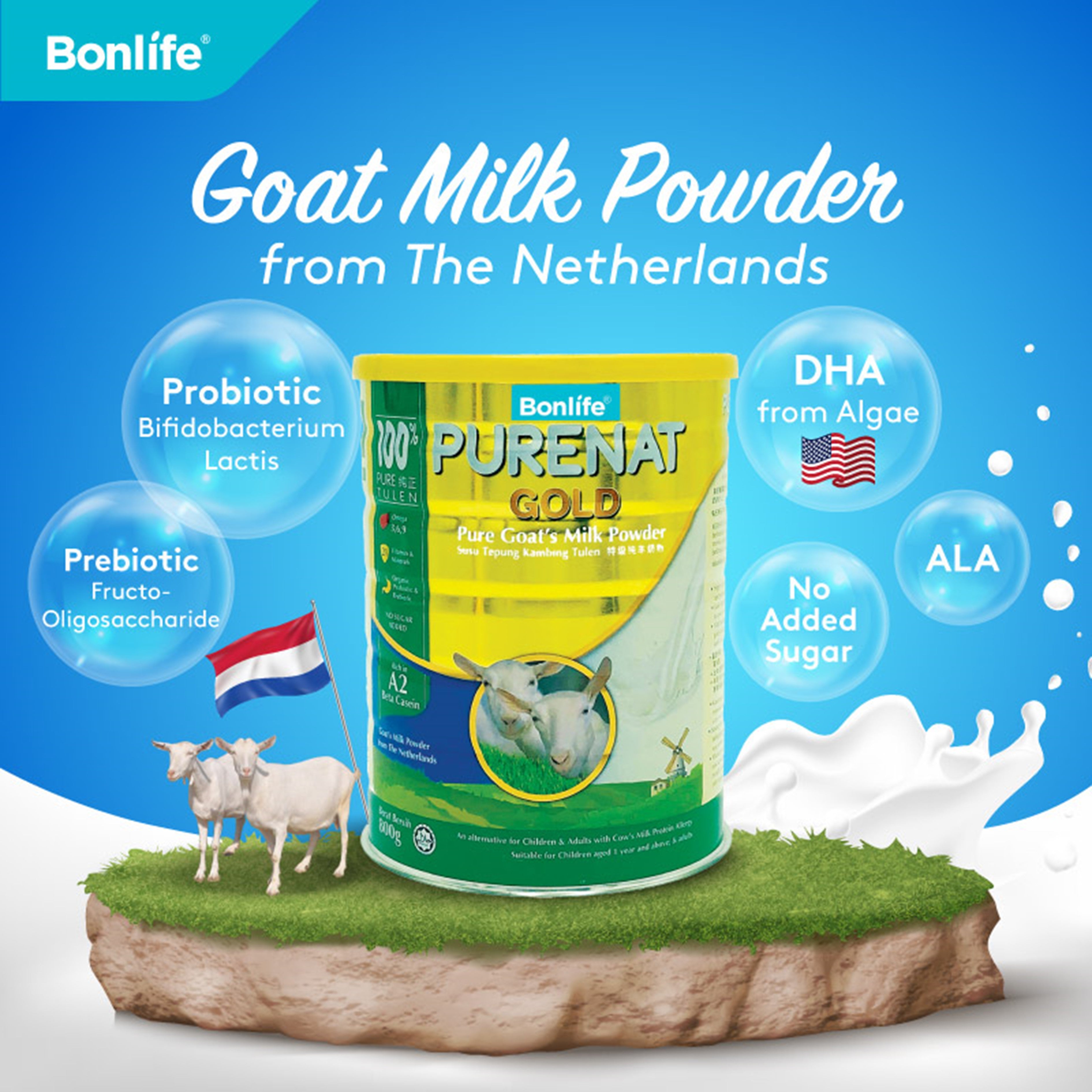 Bonlife Purenat Gold Pure Goat's Milk Powder 800g