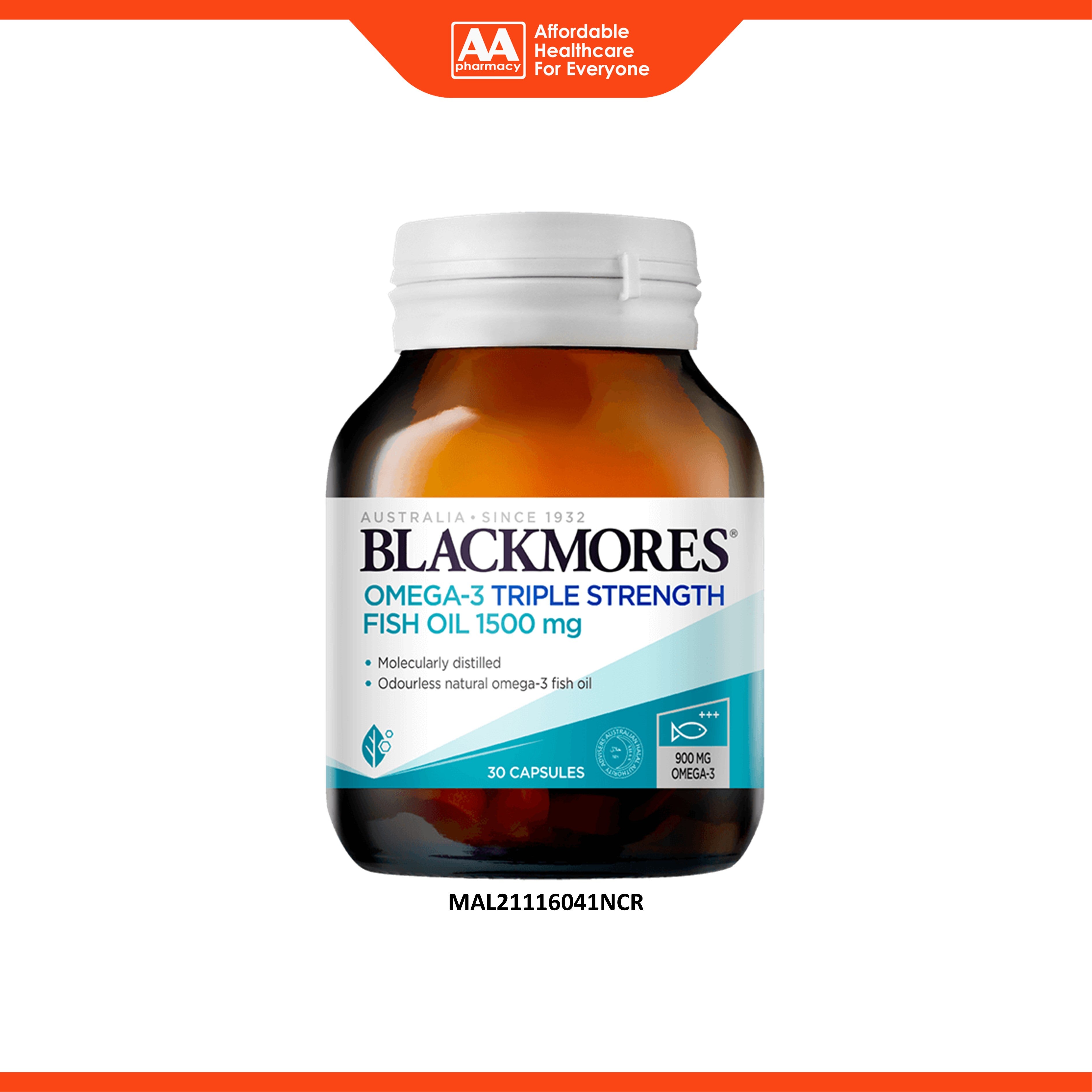 Blackmores Omega-3 Triple Strength Fish Oil 1500mg Softgel 30's