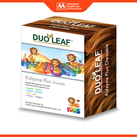 Duoleaf Kidzyme Plus Chewable Tablet 2x60's (Orange Flavour)