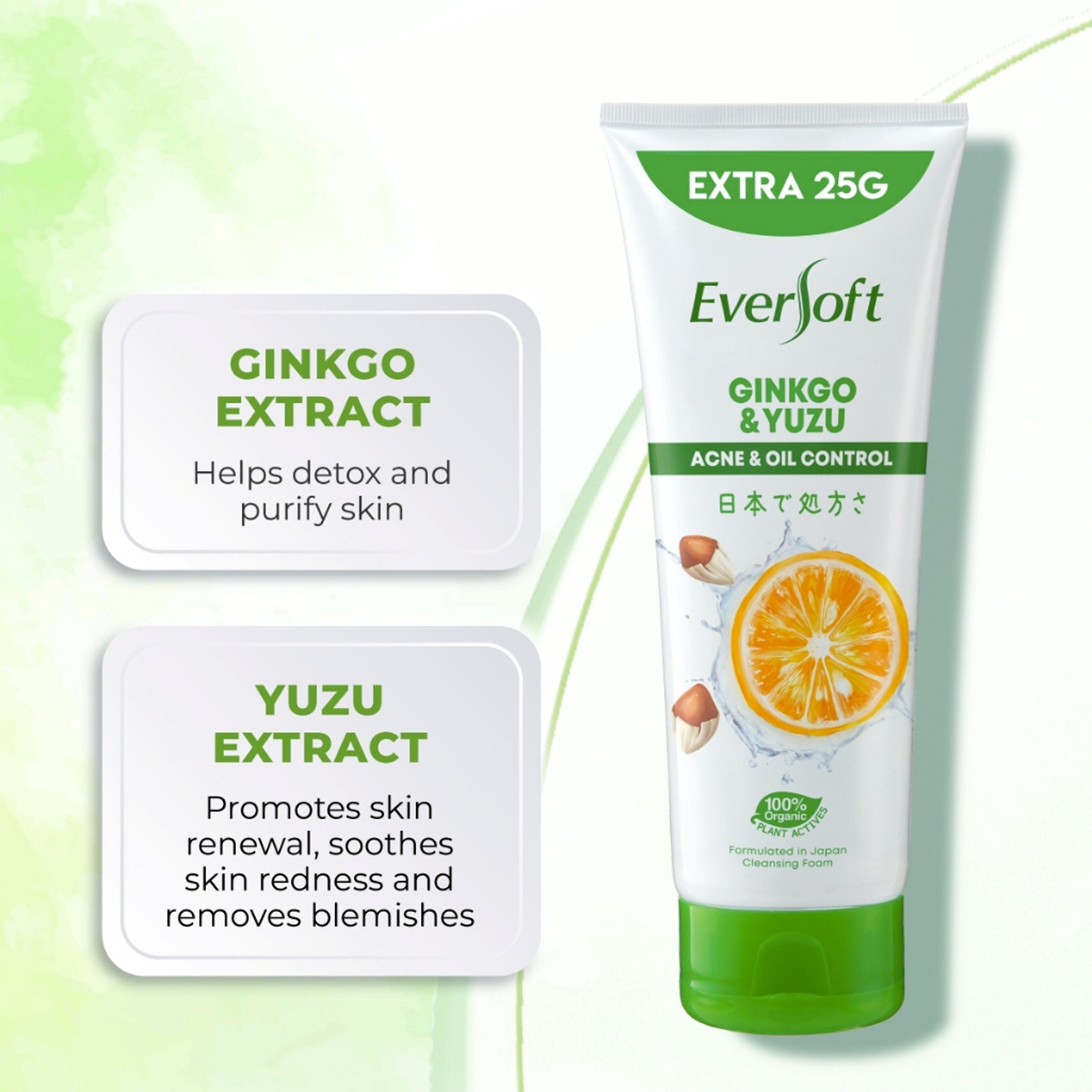 EverSoft Ginkgo and Yuzu (Acne and Oil Control) Cleansing Foam 195g
