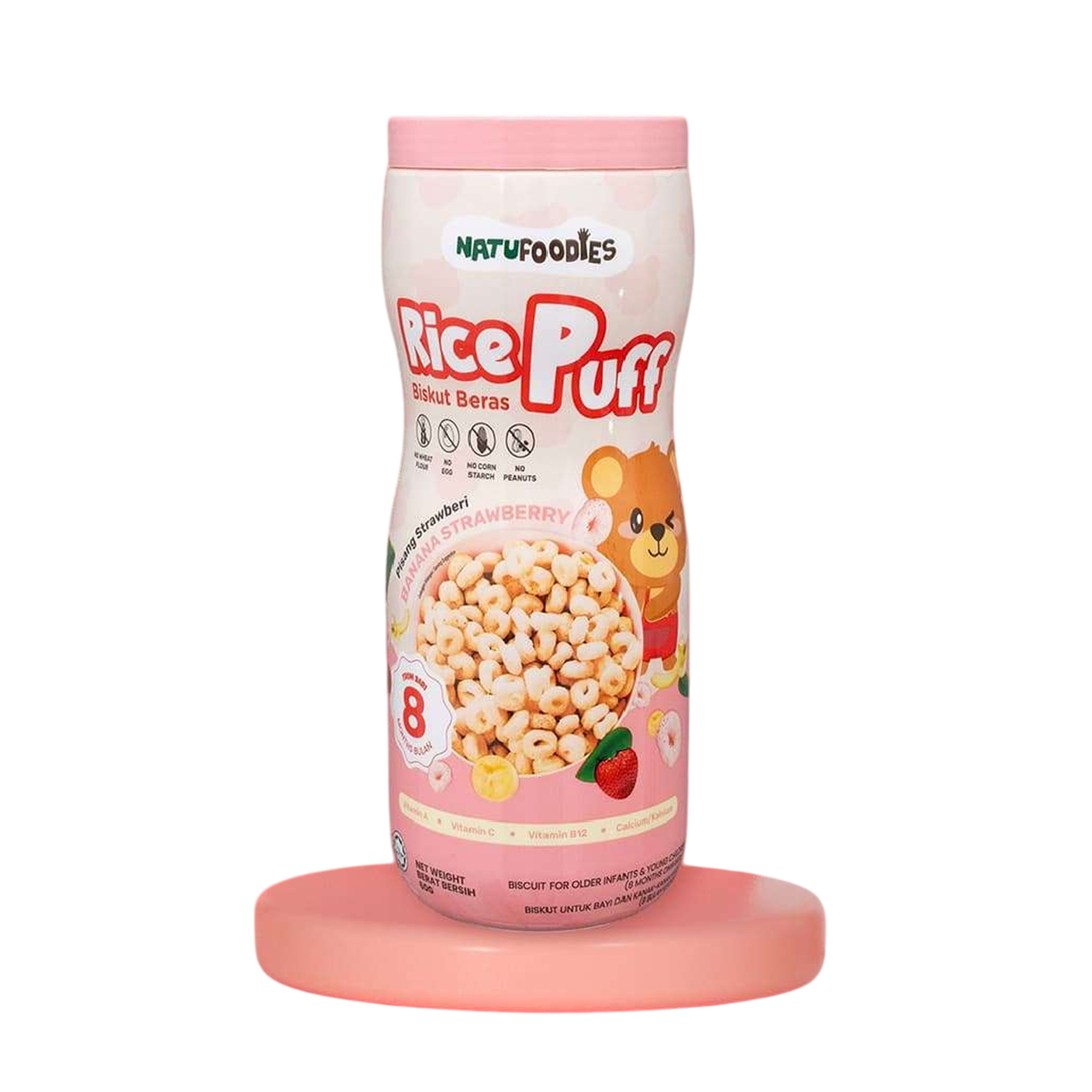 NatuFoodies Rice Puff (Strawberry) 60g (For Infants from 8 Months)