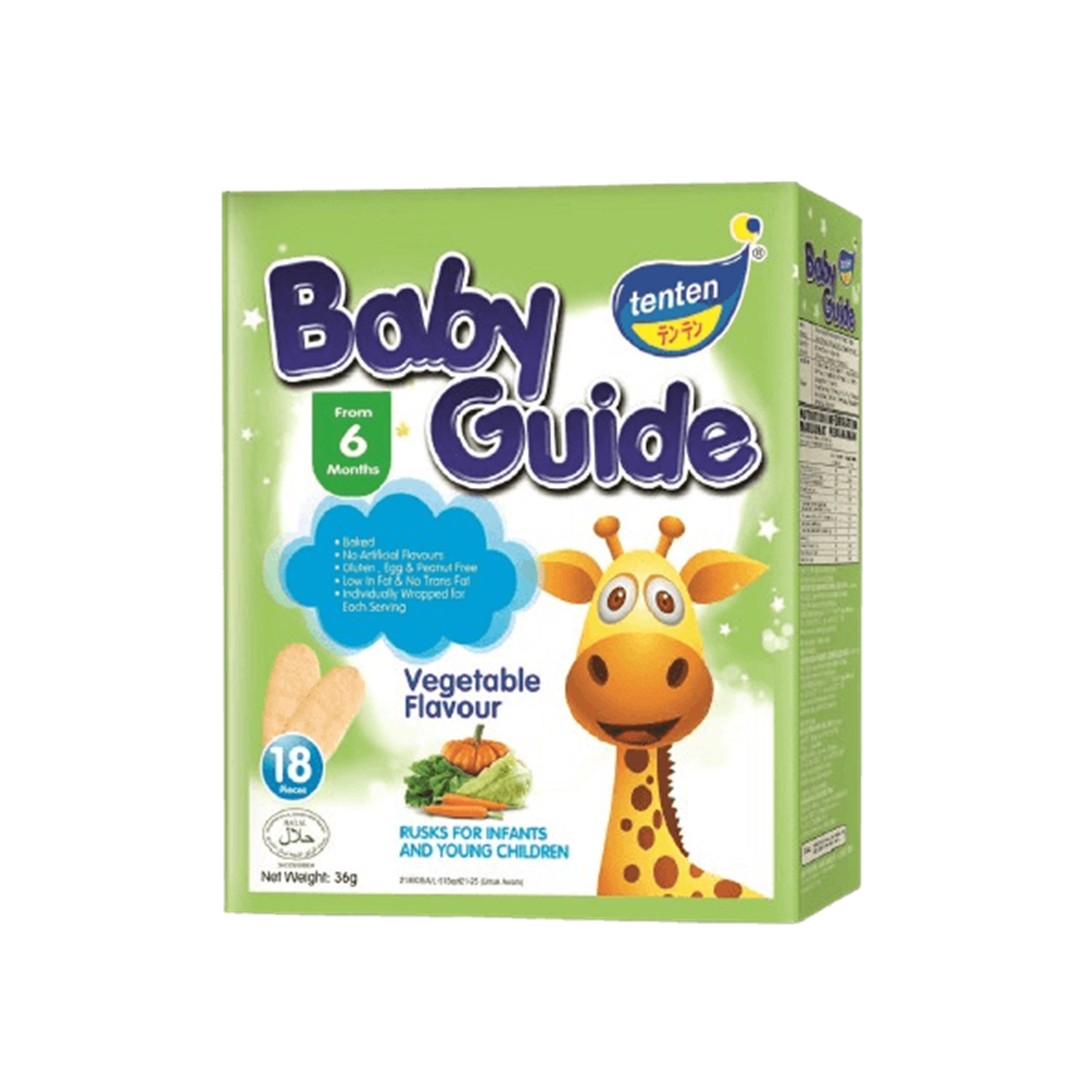 Tenten Baby Guide Rice Rusks (Vegetable) 36g 9x2's - For 6 Months+