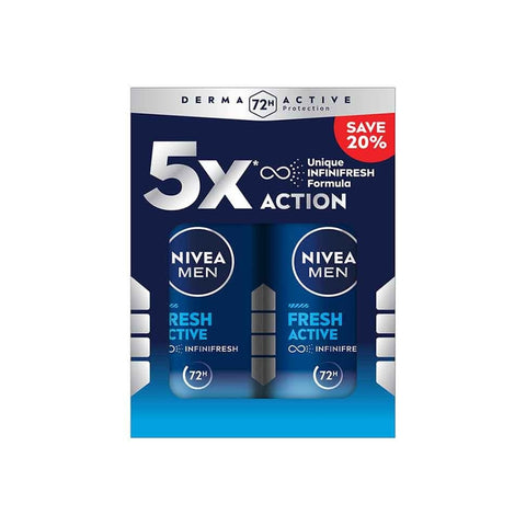Nivea Men Fresh Active InfiniFresh 72H Anti-Perspirant Roll On 50mLx2's [Twinpack]
