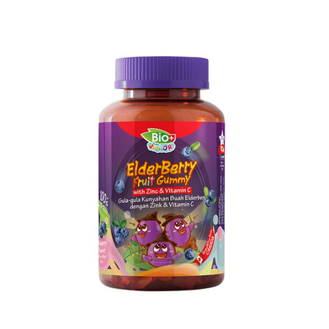 BioPlus Junior Elderberry Fruit Gummy with Zinc & Vitamin C 60's (Blueberry Flavour)