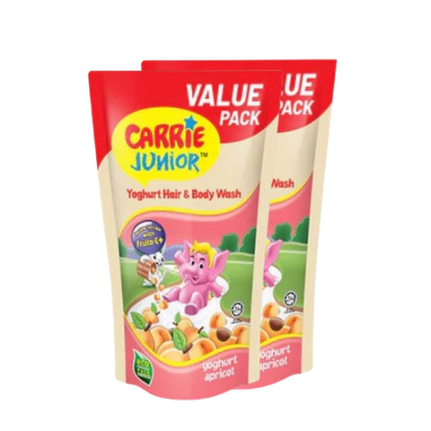 Carrie Junior Hair & Body Wash (Yoghurt Apricot) Refill Pack 2x475g