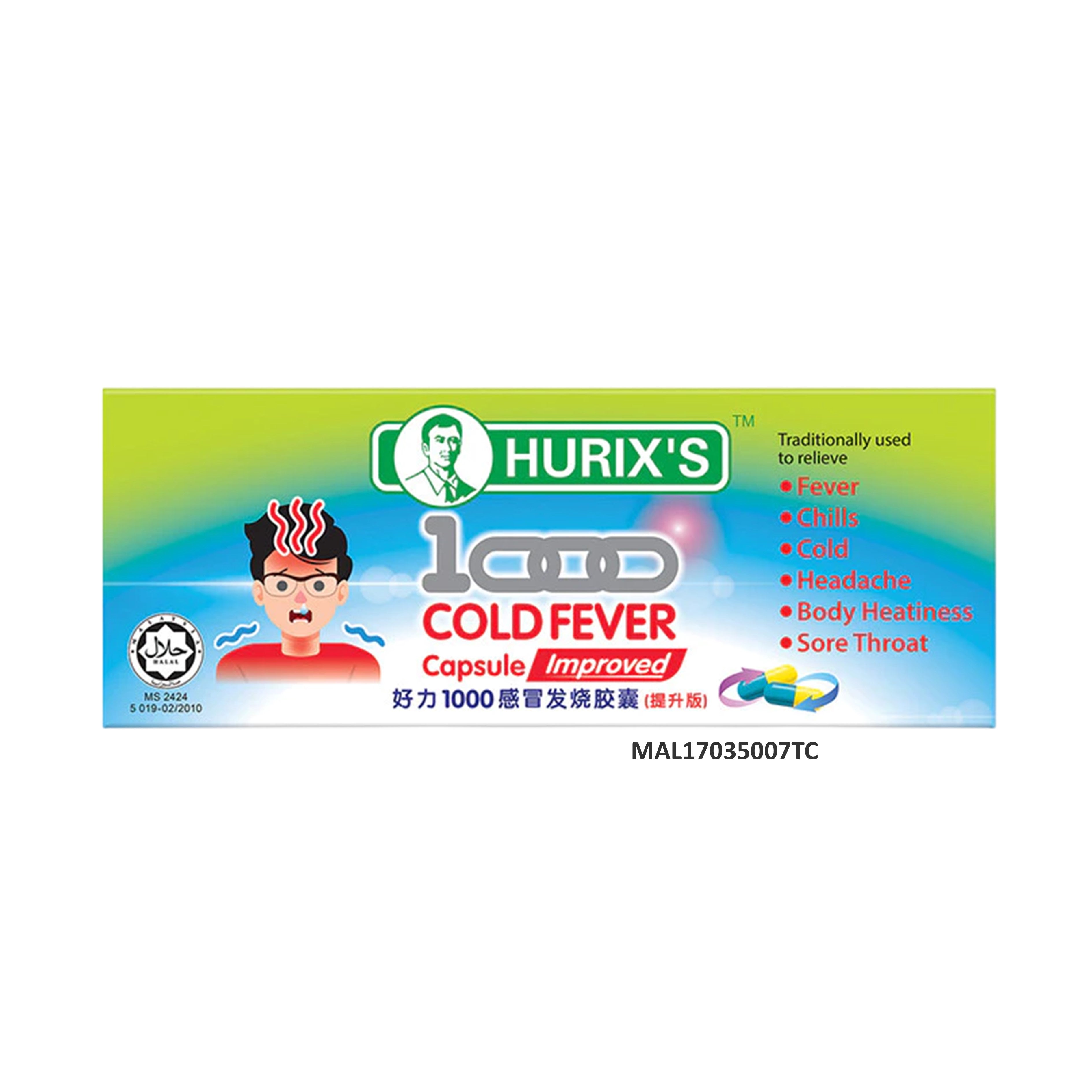 Hurix's 1000 Cold Fever Capsule (Improved) 6's