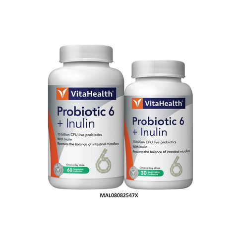 VitaHealth Probiotic 6 + Inulin Vegetable Capsule 60's+30's