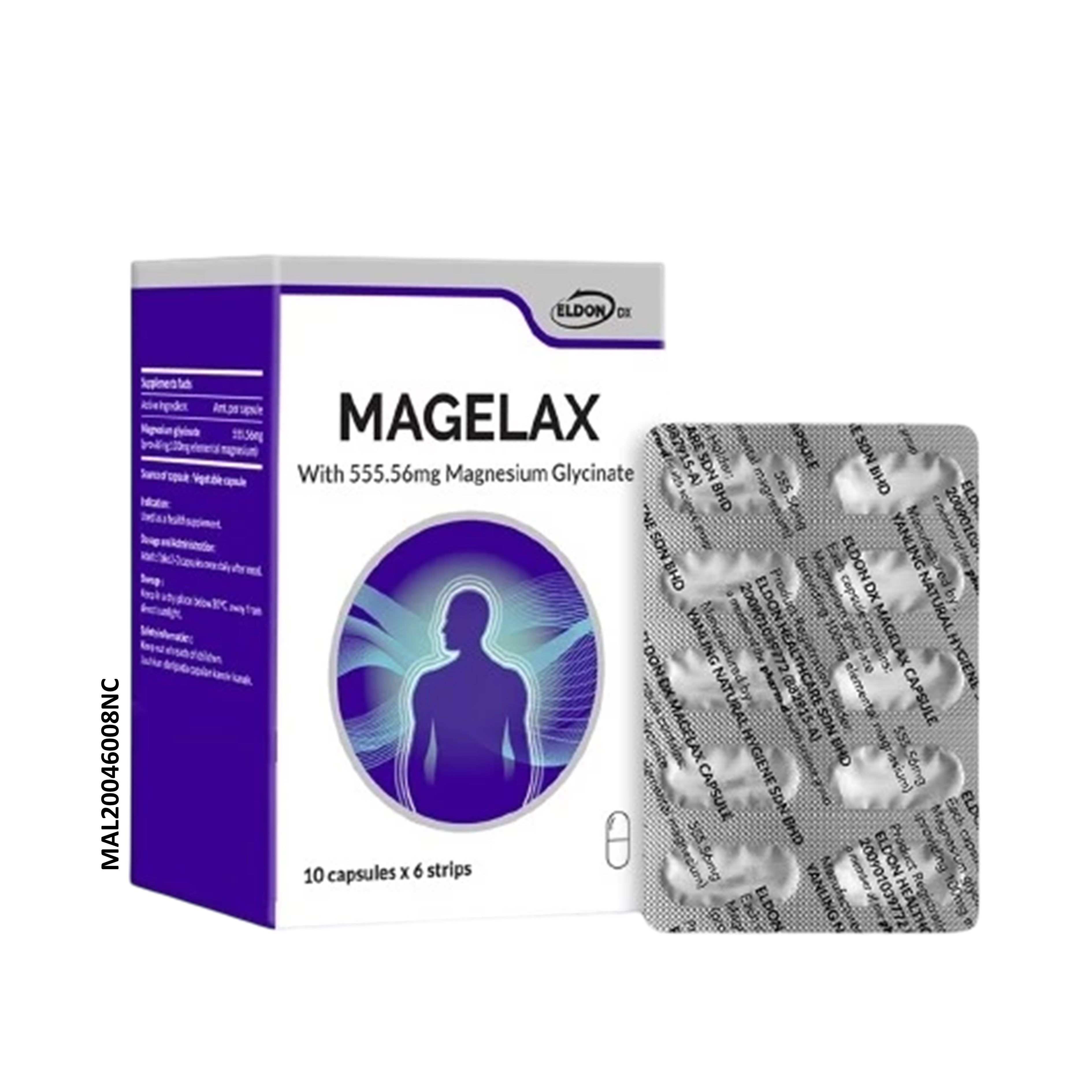 Eldon DX Magelax (Magnesium Glycinate) Capsules 6x10's