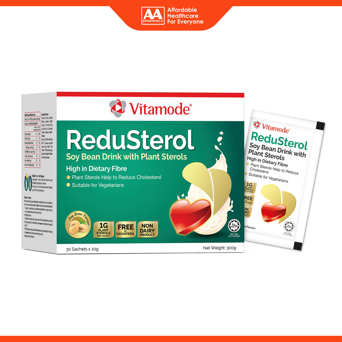 Vitamode ReduSterol Sachet - Soy Bean Drink with Plant Sterols (30 x 10g) - Soy Bean Flavour