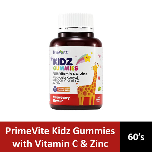 PrimeVite Kidz Gummies With Vitamin C and Zinc 60's (Strawberry Flavour)