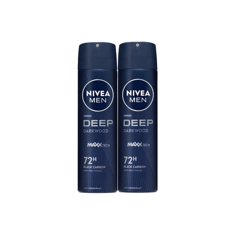 Nivea Men Deep Darkwood MaxxTech 72H Anti-Perspirant Spray 150mLx2's [Twinpack]