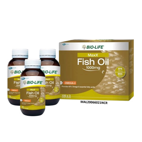 Bio-Life MaxX Fish Oil 1000mg Double Strength Softgel Capsule 3x100's