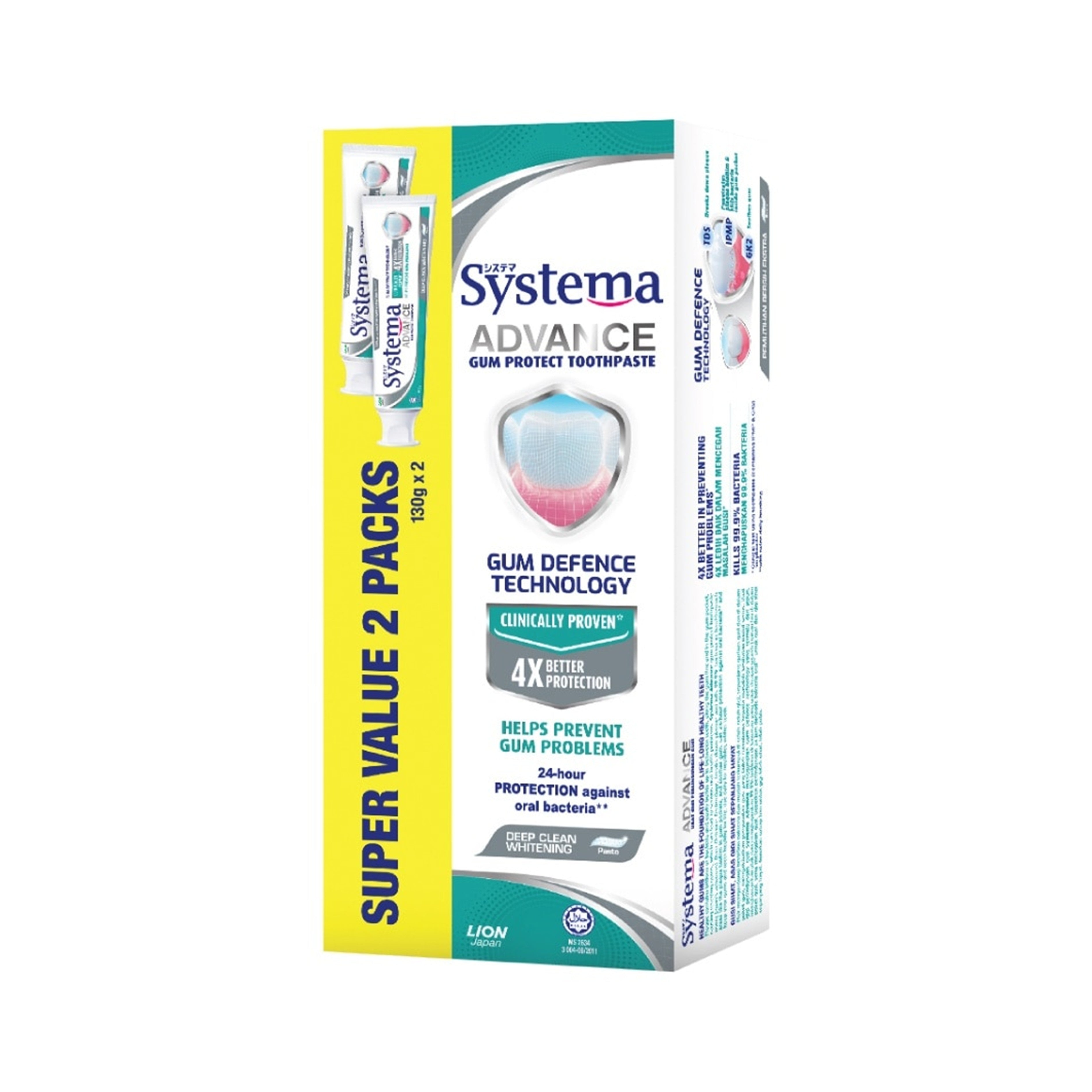 Systema Advance Gum Protect Toothpaste (Deep Clean Whitening) 130gx2's [Twinpack]