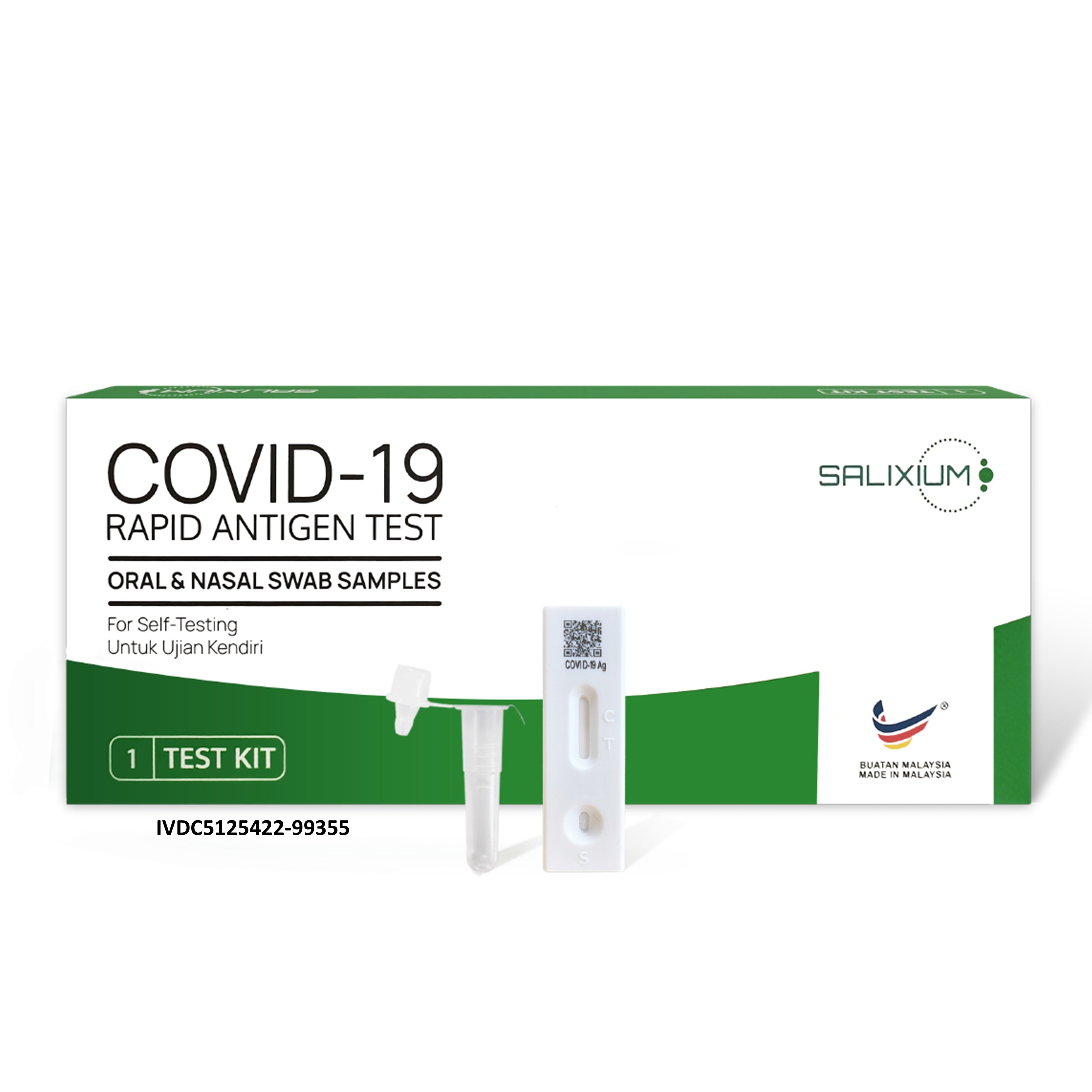 Salixium Covid-19 Rapid Antigen Test Kit for Self-Testing (Oral + Nasal Swab Samples) - MDA Approved