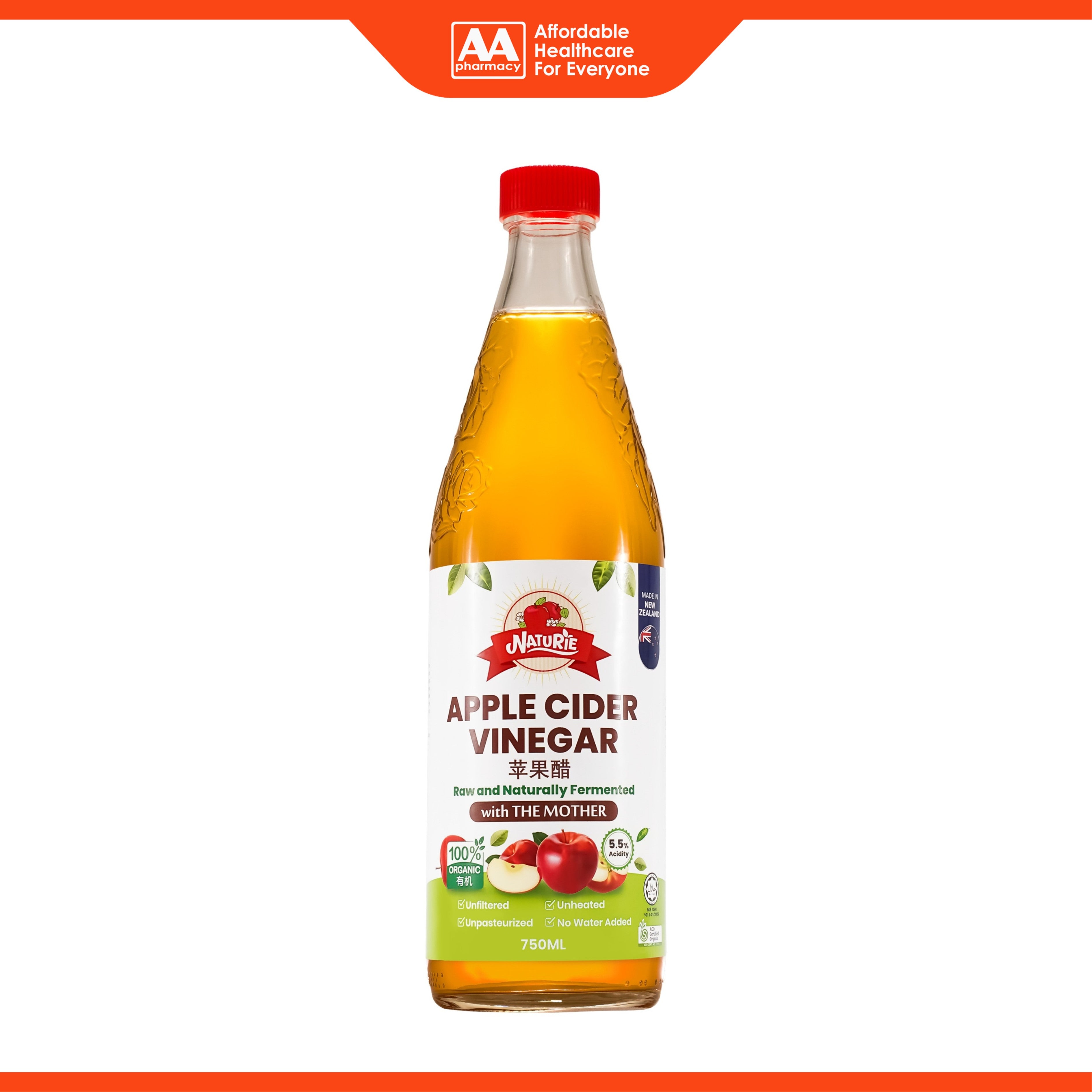 Naturie Organic Apple Cider Vinegar with the 'Mother' 750mL