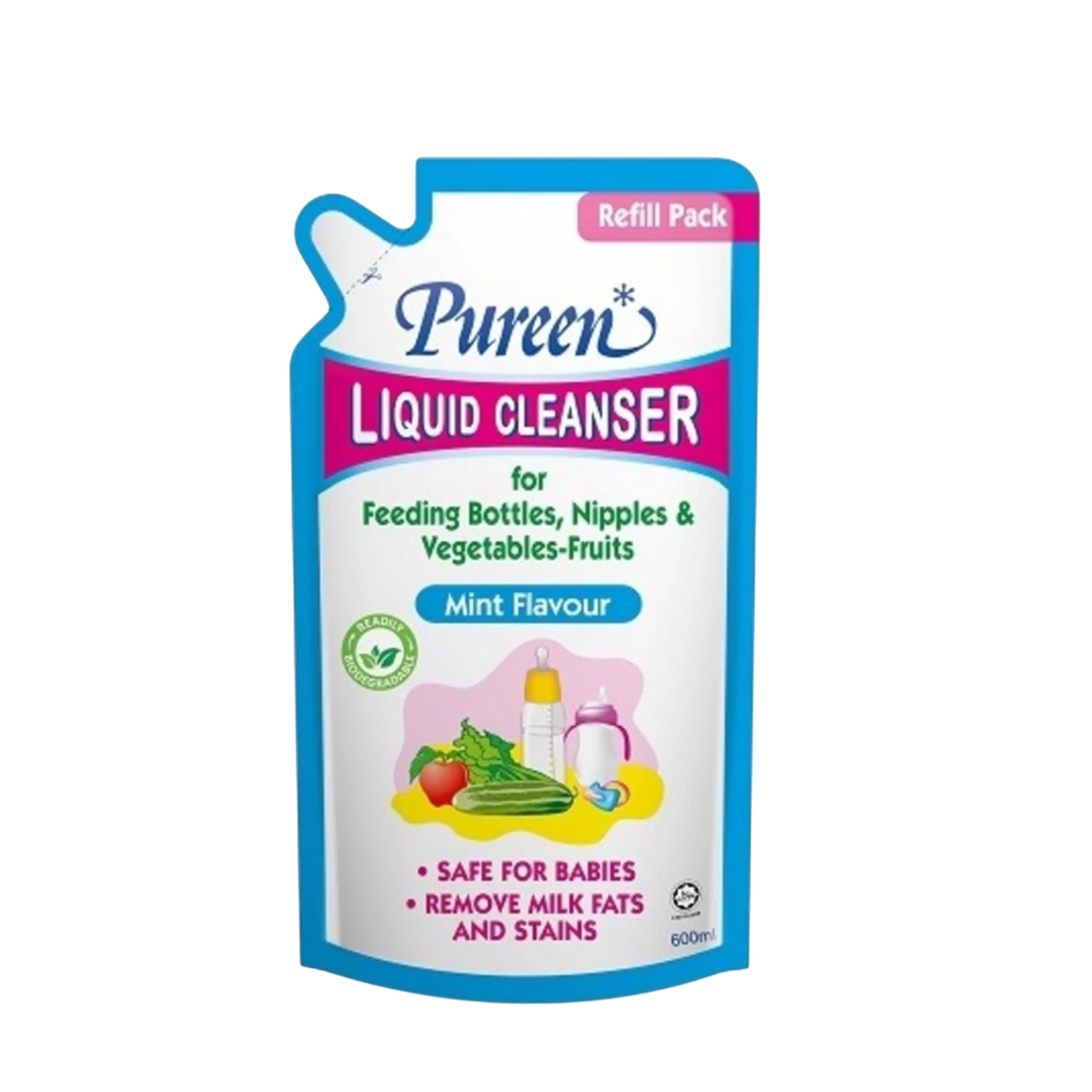 Pureen Liquid Cleanser Refill Pack 600mL - Mint Flavour