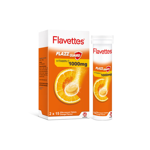 Flavettes Flazz Guard Vitamin C 1000mg Effervescent Tablet 2x15's (Orange Flavour)