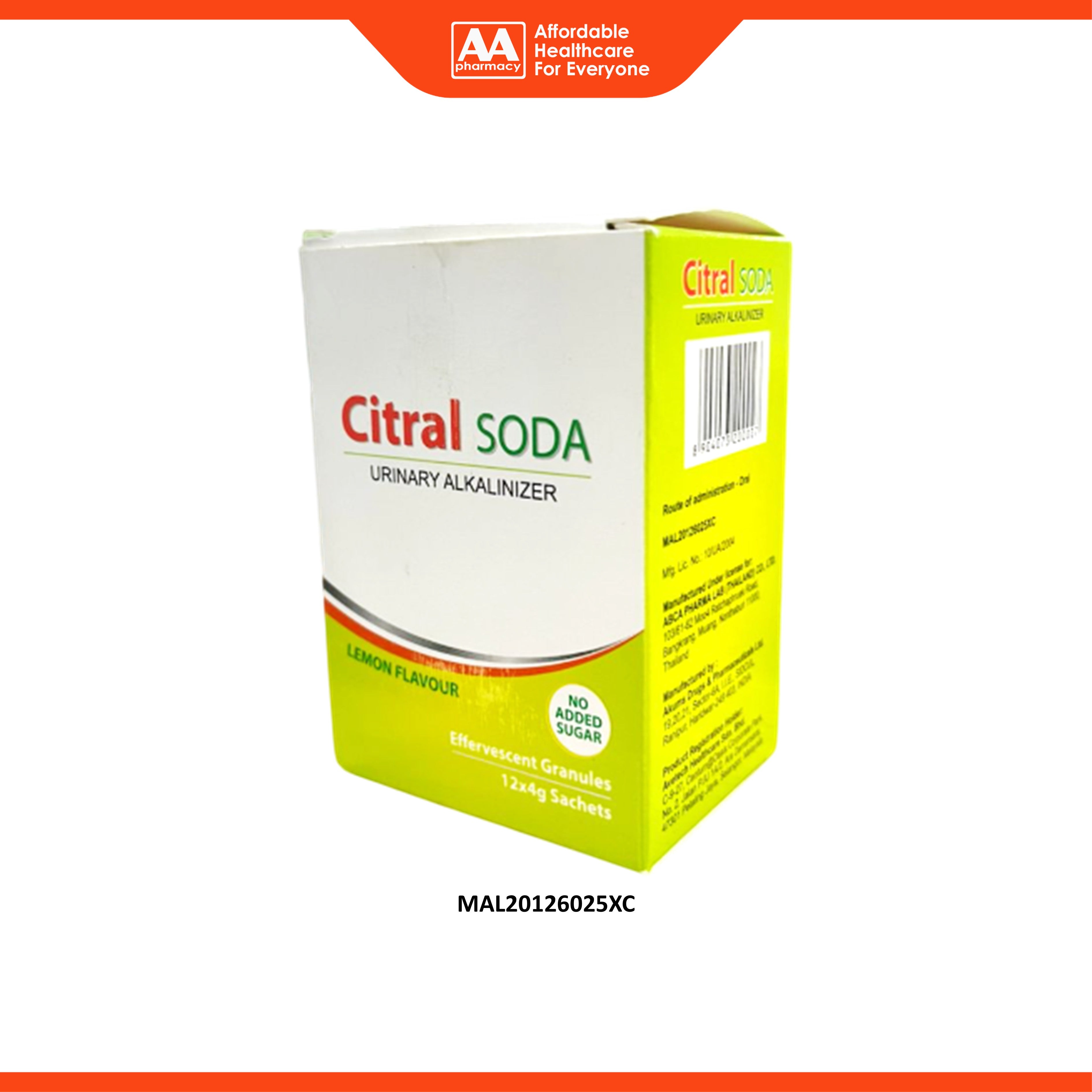 Citral Soda Urinary Alkalinizer Effervescent Granules Sachet (12 x 4g) - Lemon Flavour