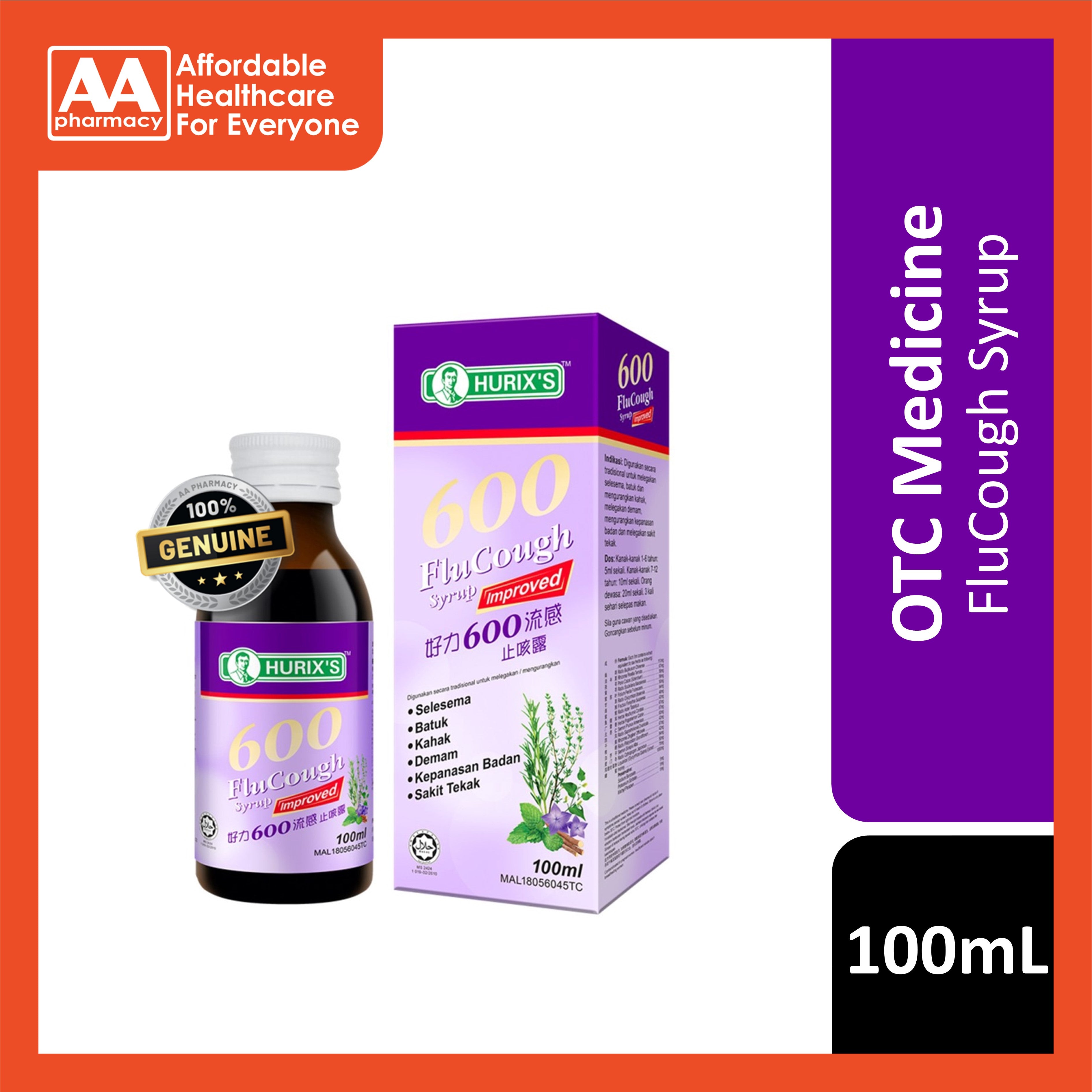 Hurix's 600 FluCough Syrup 100mL – AA Pharmacy