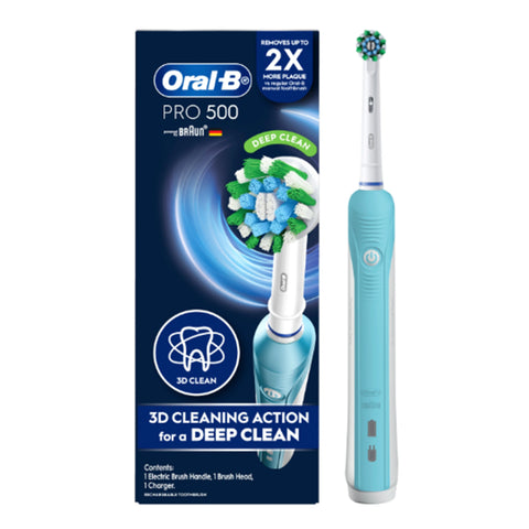 Oral-B Pro 500 Deep Clean Rechargeable Toothbrush (1 Handle, 1 Brush Head, 1 Charger)