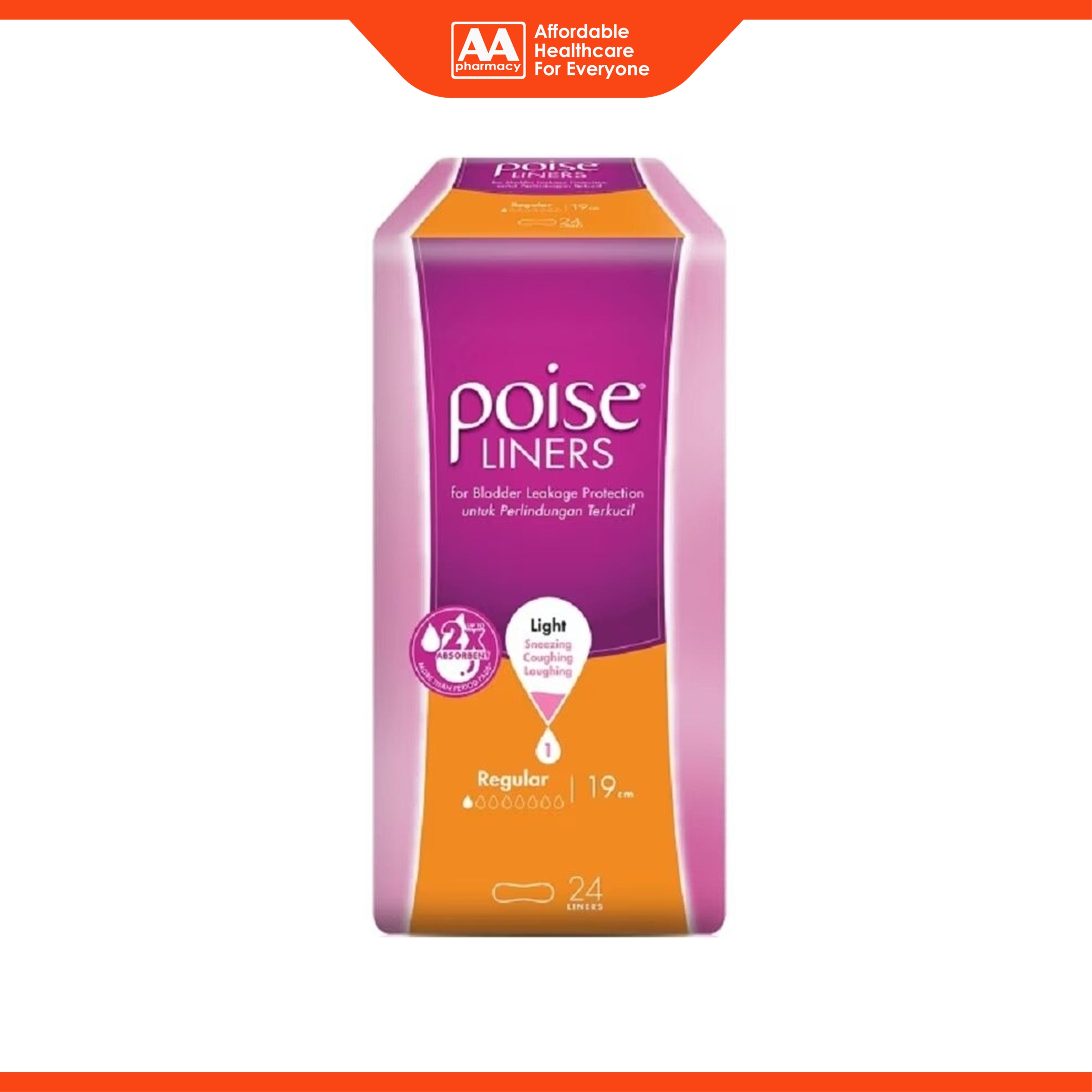 Poise Liners - Regular 19cm, Light (24's)