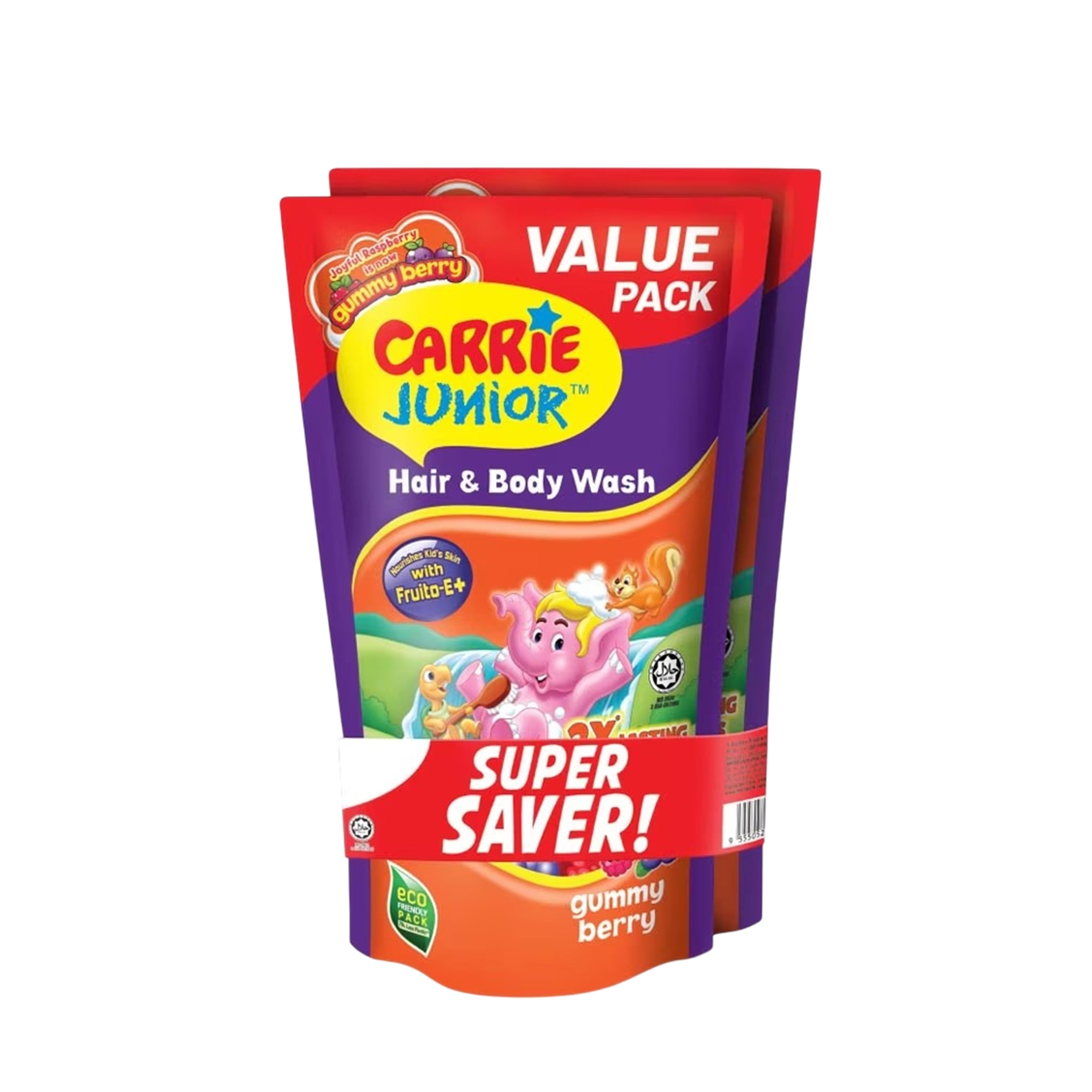 Carrie Junior Hair & Body Wash (Gummy Berry) Refill Pack 2x500g