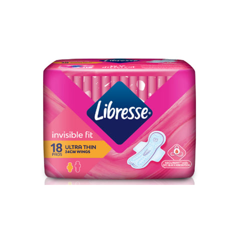 Libresse Pads (Invisible Fit, Ultra Thin, 24cm Wings) 18's