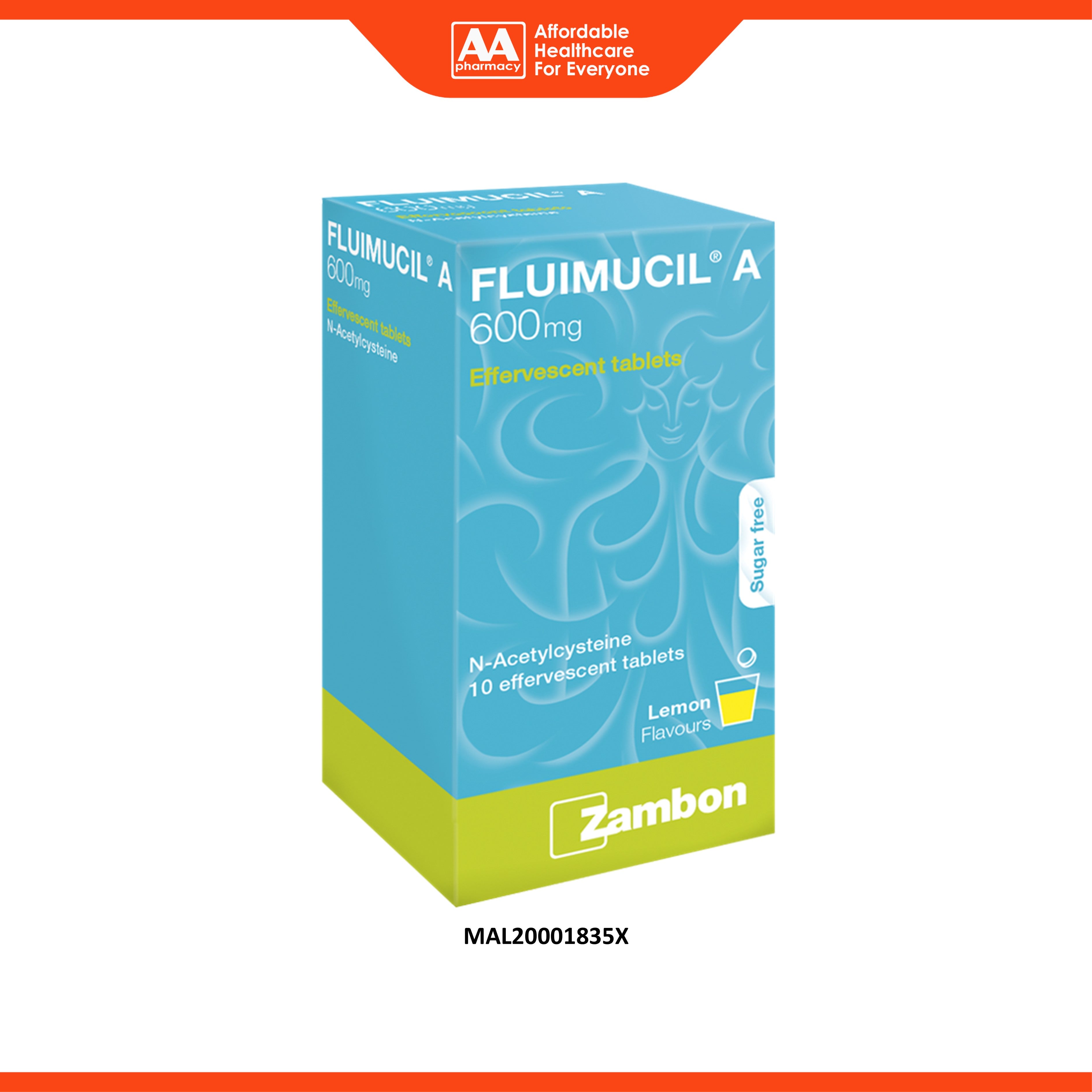 Fluimucil A 600mg Effervescent Tablet 10's