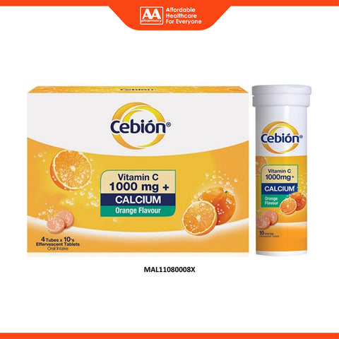 Cebion Vitamin C 1000mg + Calcium Effervescent Tablet 4x10's (Orange Flavour)