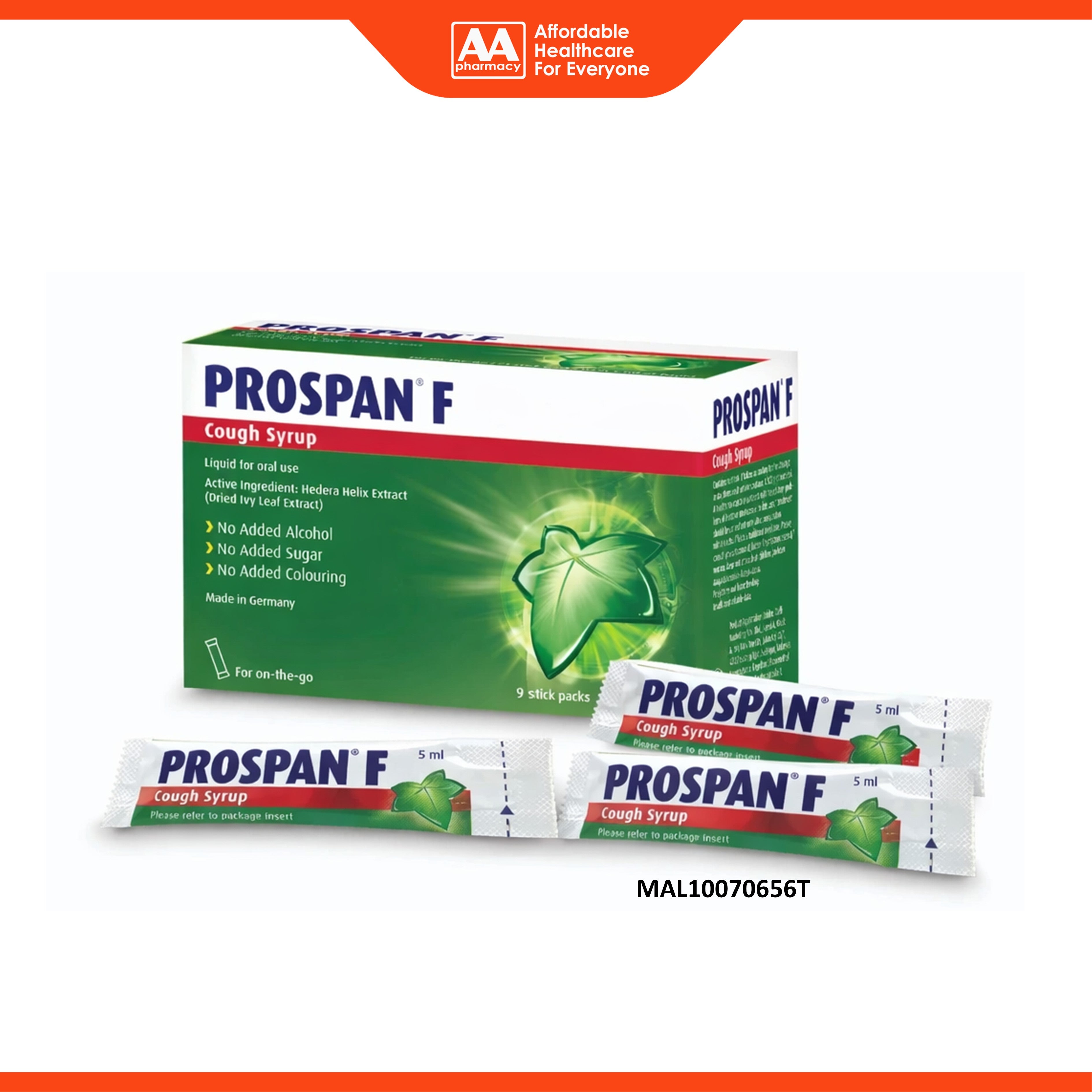 Prospan F (Dry Ivy Leaf Extract) Cough Syrup Stick Pack 5mLx9's